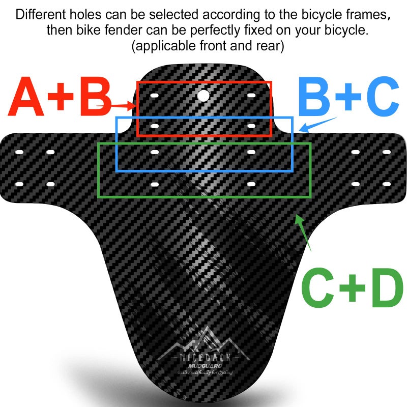 نايسداك NICEDACK Bike Fender، قطعتان من واقي الطين MTB القابل للتعديل، واقيات الطين المتوافقة مع الأمام والخلف، سهلة التركيب، تناسب 26 بوصة، 27.5 بوصة، 29 بوصة دراجات ذات إطارات دهنية وجميع دراجات الفرامل القرصية (أسود) - Image 3